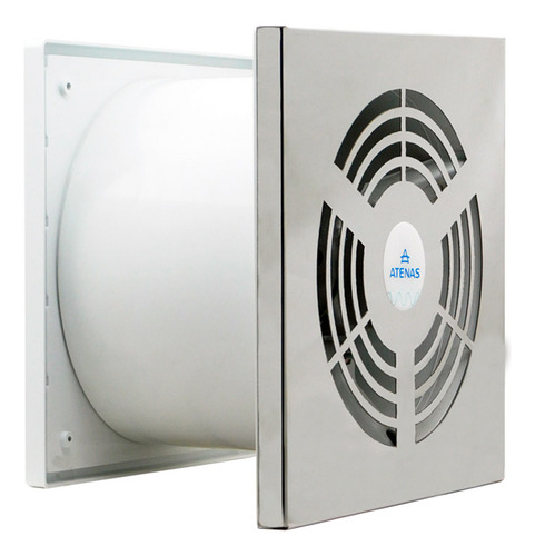 Extractor De Aire Atenas 20 Cm Blanco Frente Acero Inox