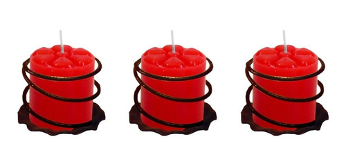 Kit 3 Velas Natalina Com Castiçal Natal Decorada