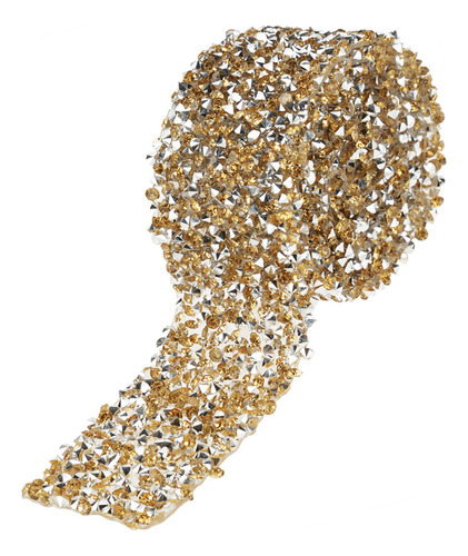 Rollo De Malla De Cinta Amarilla Con Diamantes De Imitación