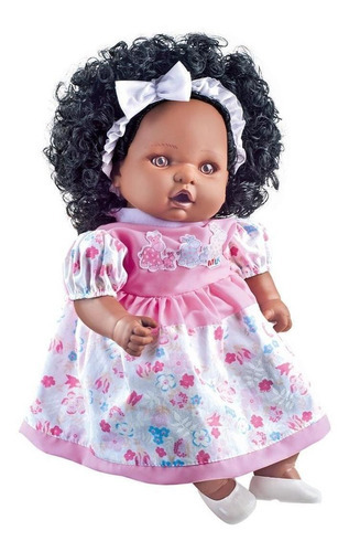 Boneca Angelina Bebê Negra Cabelo Enrolado 62 Frases