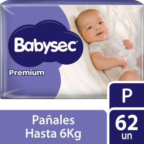 Babysec Pañales Premium P 62 Unidades Hasta 6kg Pack Ahorro