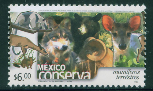 Mexico 2005 Timbre $6 Mamiferos Terrest. Mint Nh Bu Unck. Fi