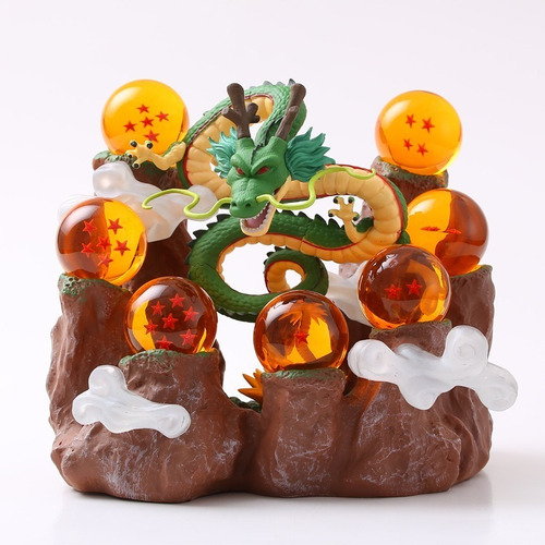 Figura Dragon Shenlong Con Esferas Del Dragon Y Montaña 20cm