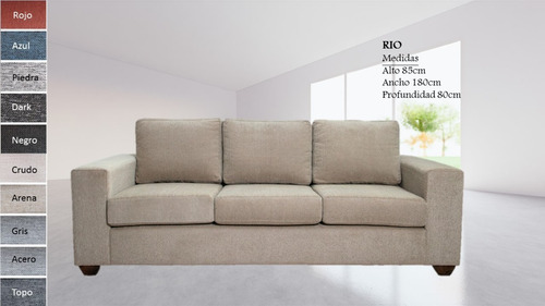 Sillon Sofa 3 Cuerpos Tapizado Chenille Antidesgarro Promo