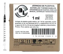 Comprar  200 Jeringas De Plástico Grado Médico 1 Ml Con Envío Gratis