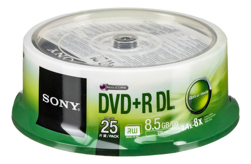 Disco virgen DVD+R DL Sony de 8x por 25 unidades