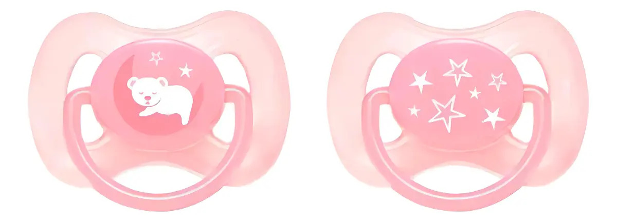 Buba Kit 2 Chupetas Comfort Tamanho 1 - Ursinho e Estrela Rosa
