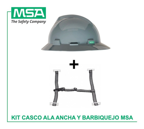 Kit De Casco Ala Ancha Y Barbiquejo 4 Puntos Msa