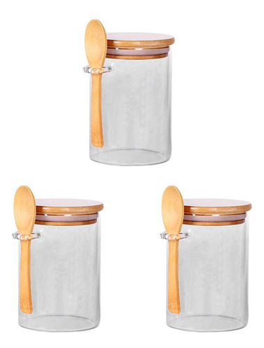 D Tarro De Almacenamiento De Vidrio Con Tapa De 3 Piezas