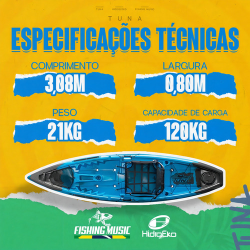 Kayak de pesca tuna pro Hydro 2 Eko con remo y silla color medianoche