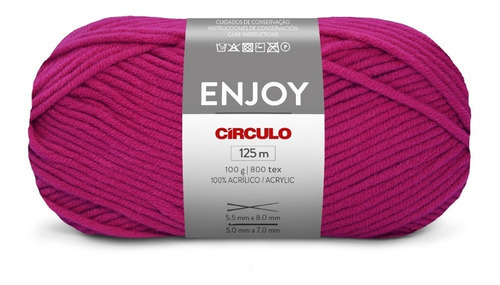 Lã Enjoy 100g Circulo - Tricô / Crochê Cor 3562 - Rosa Vibrante