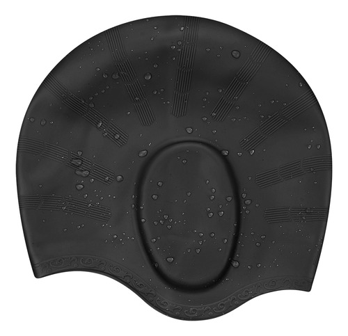 Touca Para Natação Cobre Orelhas Silicone Diversas Cores Cor Preto