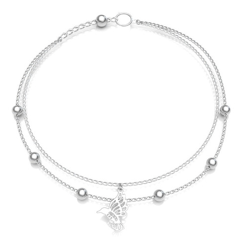 Pulsera Tobillera De Plata 925 Mujer Bolitas Colibrí Agálea 