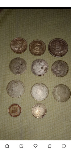 Monedas Venezolanas Antiguas De Plata, 11 Piezas. Regalo 19$