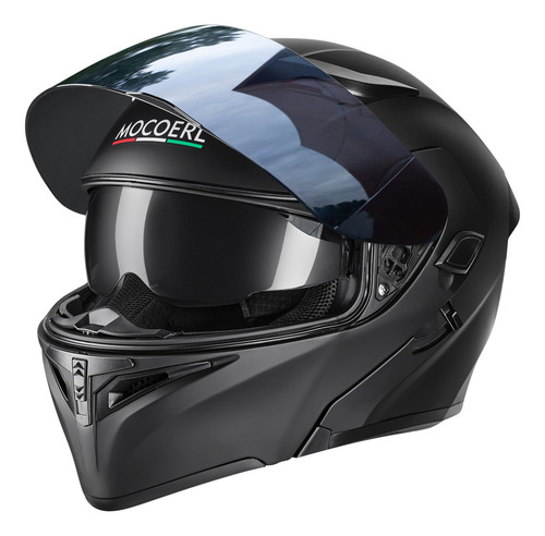 Casco Motocicleta Abatible Con Luz Led Dot Negro/rojomocoerl Color Negro Tamaño Del Casco L