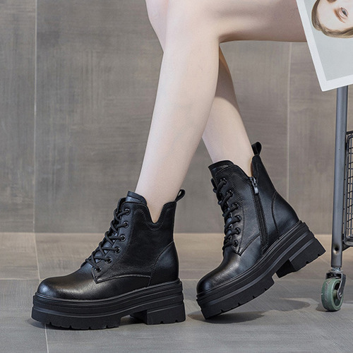 V Botines De Mujer Con Plataforma 8 Cm, Casual Y Cómodos