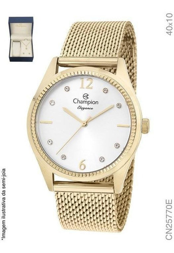 Relógio Champion Dourado Kit Cn25770e Feminino