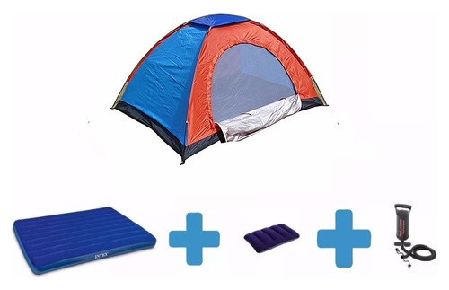 Combo Carpa 3p +colchon Inflable Doble +almohada+inflador