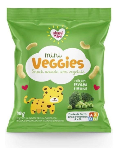 Mini Veggies Snack Ervilha E Brócolis 18g - Nhamimami