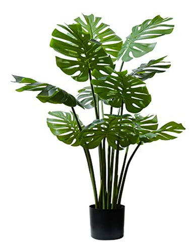 Falsa Monstera Artificial 120cm Moderna En Maceta Plástica.