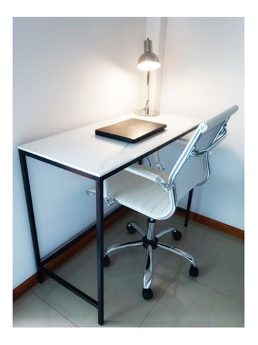 Imagen 3 de 5 de Escritorio Estudio Moderno Mesa Lateral Apoyo Simil Marmol