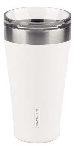 Vaso térmico Tramontina de acero inoxidable blanco con tapa 550 ml