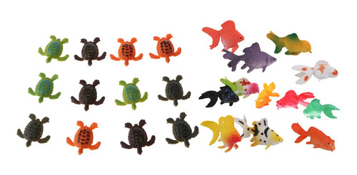 24pcs Plástico Marine Animal Tortuga Goldfish Model Kids 24pcs Plástico Marine Animal Tortuga Goldfish Model Kids