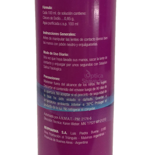Imagen 3 de 3 de Solución Salina 500 Ml Para Enjuague De Lentes De Contacto