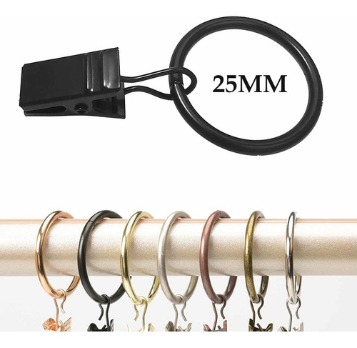 50 Metal Anillos De Cortina Clips Para Colgar Cortinas 25mm