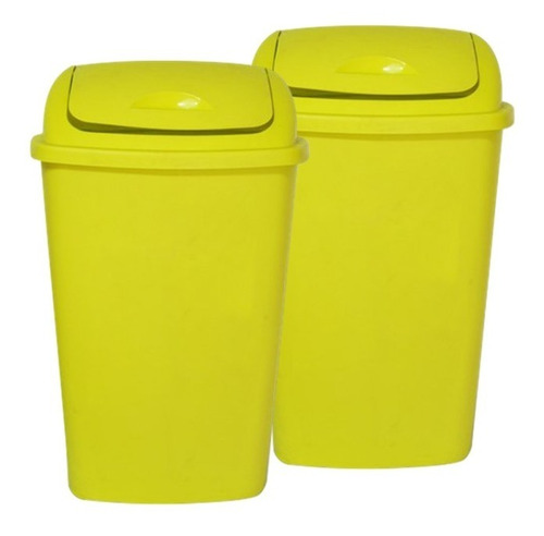 Set X2 Tacho Cesto Basura Plastico 50 Litros Tapa Colombraro