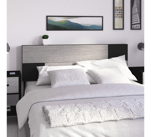 Cabecera Cama Queen 151x86.50x 10 cm Playcon Color Grafito Touch Negro Liso