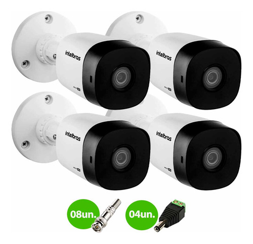 4 Câmeras Intelbras Vhl 1120 B Proteção Ip66 + Conectores