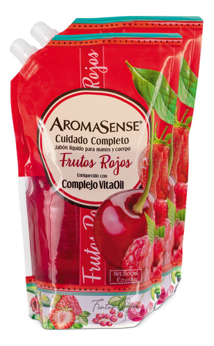 Jabón Líquido Aromasense Doypack 800 Ml Frutos Rojos