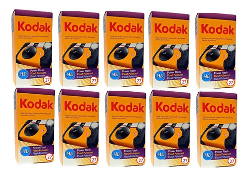 10 Kodak Hd Power Flash Camara Desechable 1.378 In Uso Unio