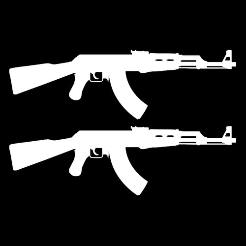 Calcomanía Sticker Vinilo Pistola Ak47 Rifle Blanco 15cm X 2