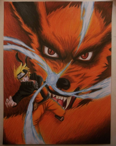 Dibujo Anime Tradicional Naruto Shippuden Y Kurama