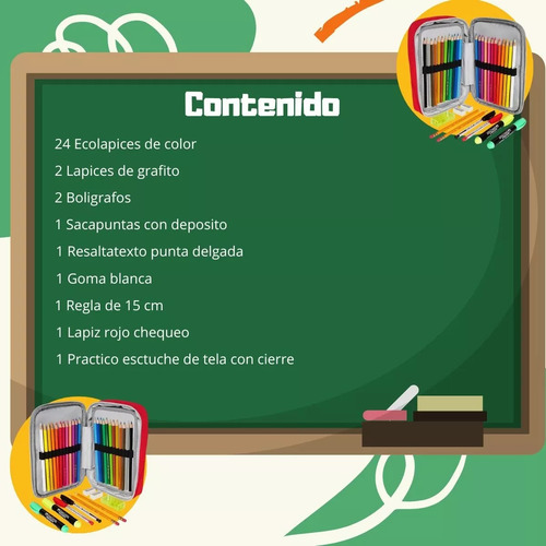 Estuche Escolar Faber Castell Kit Con 34 Piezas 24 Colores