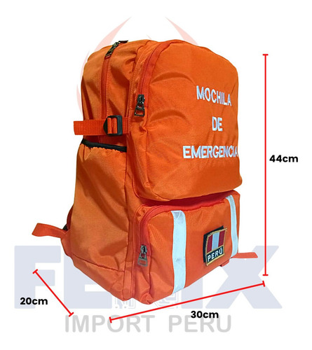 Mochila De Emergencia Tela Nylon + Botiquín Portátil