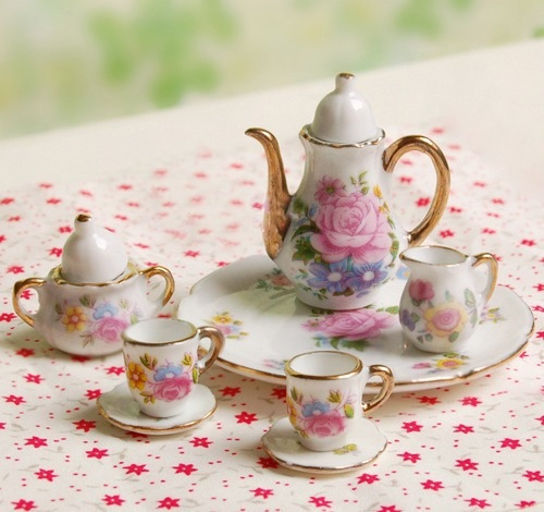 . Juego De Tazas For Té Y Café Dollhouse En Miniatura Con