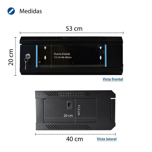 Imagen 2 de 9 de Rack Mural 4 Unidades Minirack Switch Dvr Para Pared