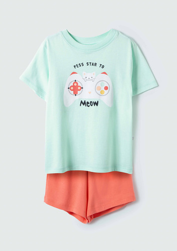 Pijama Infantil Menina Curto Com Estampa