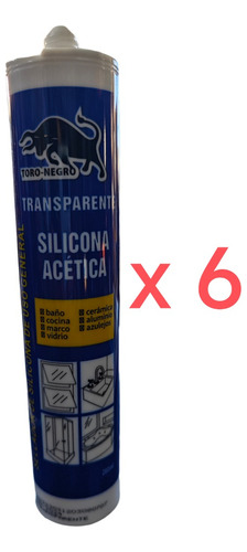 Silicona Transparent Acetica  Con Fungicida 280ml Pack 6 Und