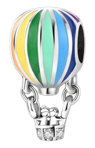 Dije Plata S925 Globo Aerostático Colores Compatible Premium