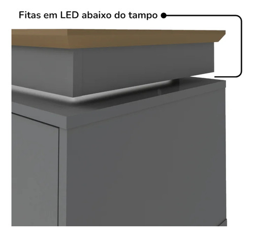 Rack Para Tv 75 Pol 2 Portas 180 Cm 4378 Carvalho Grafite Ar