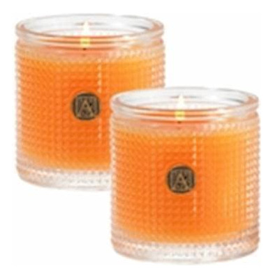 Aromatique Juego 2 Vela Perfumada Vidrio Texturizado Naranja