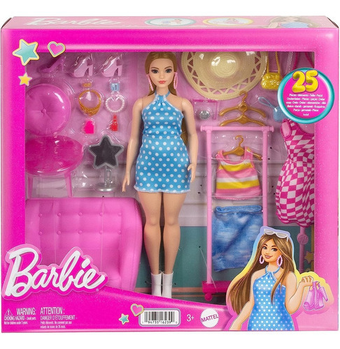 Imagen 1 de 6 de Muñeca Barbie Estilista Y Closet A La Moda