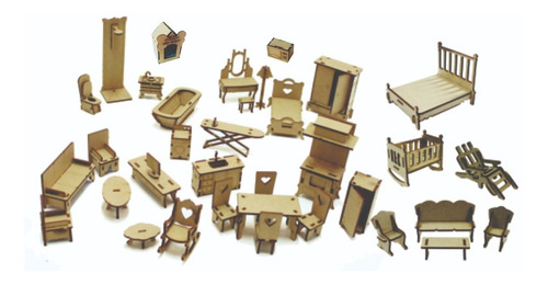 Imagem 2 de 4 de Kit Mini Móveis Mdf 44 Peças