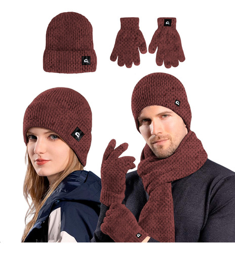 Gorro Bufanda Guante Conjunto Térmico Invierno Frio Unisex
