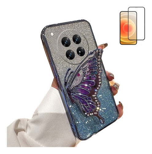 Funda Para Xiaomi Poco C75 14c Mariposa Rosa Flash+mica