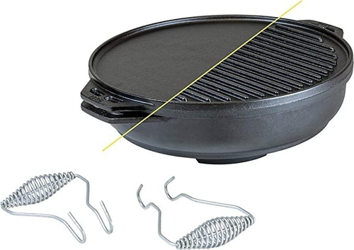 Juego Parrilla/plancha/wok Hierro Fundido 35cm 6l. Lodge Color Negro